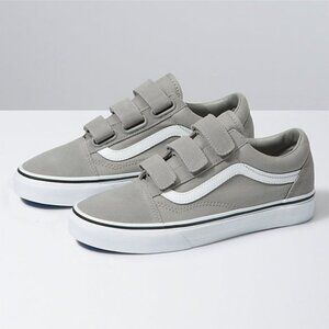 Vans Old Skool V Shoes SZ 4.5 Men/Big Kids Grey Suede/Canvas EUC